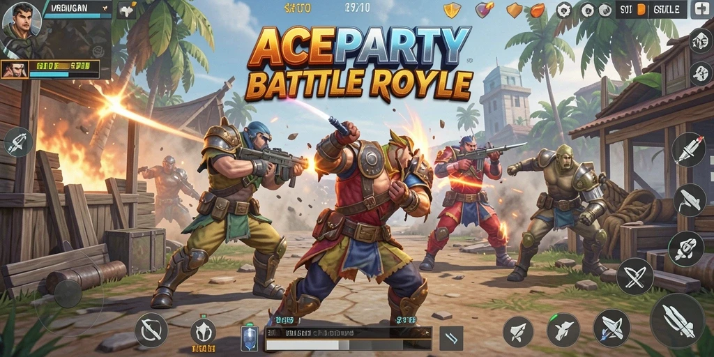 Gameplay seru ACEPARTY dalam pertempuran Battle Royale.