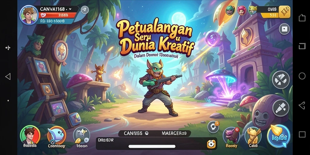 Tampilan gameplay seru dalam petualangan kreatif di CANVA168.