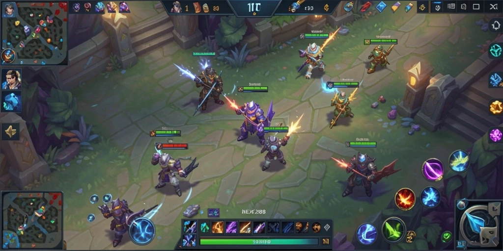 Screenshot NEX288 menampilkan momen epik permainan MOBA.